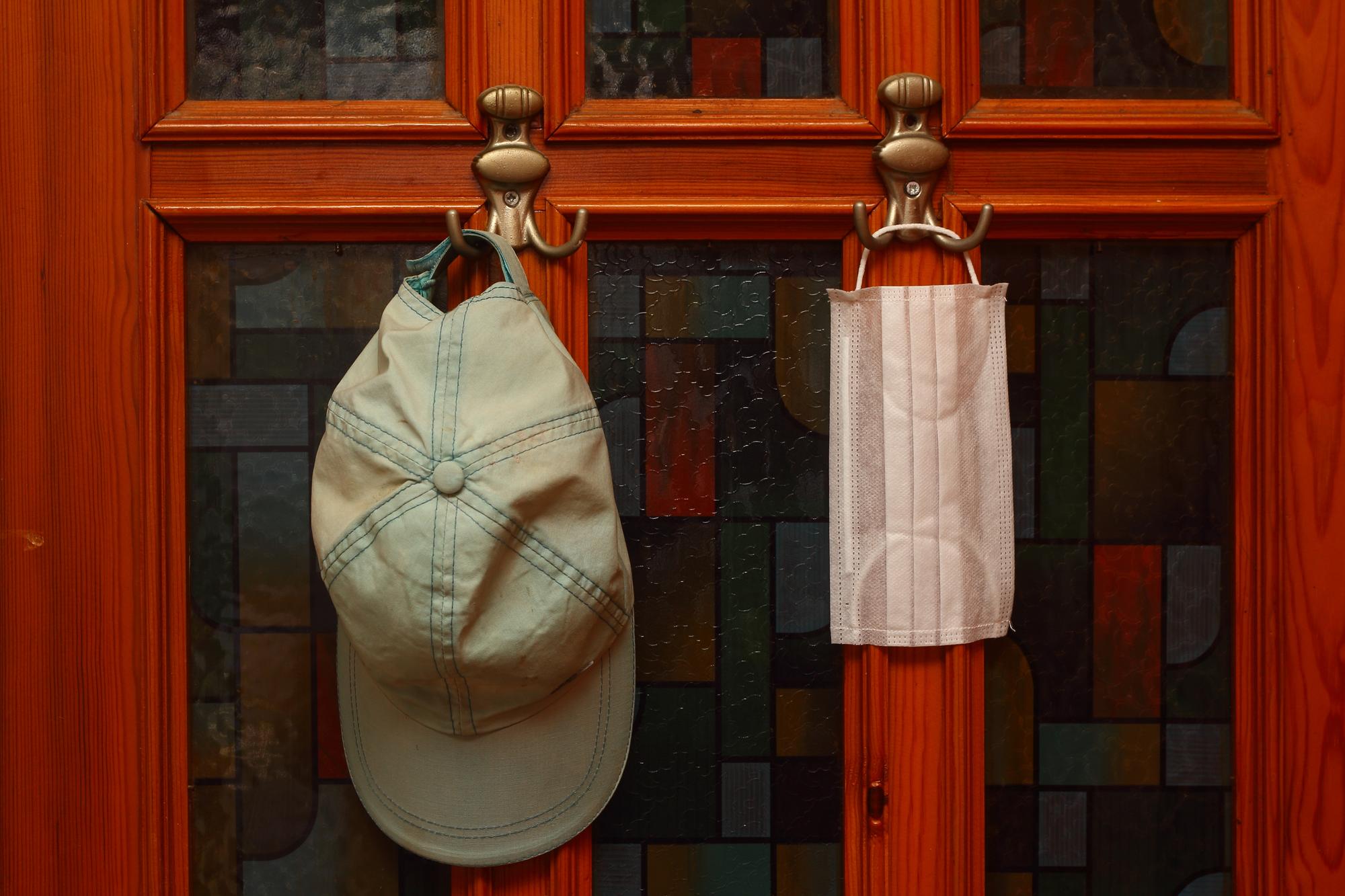 Studio entrance with embroidered samples