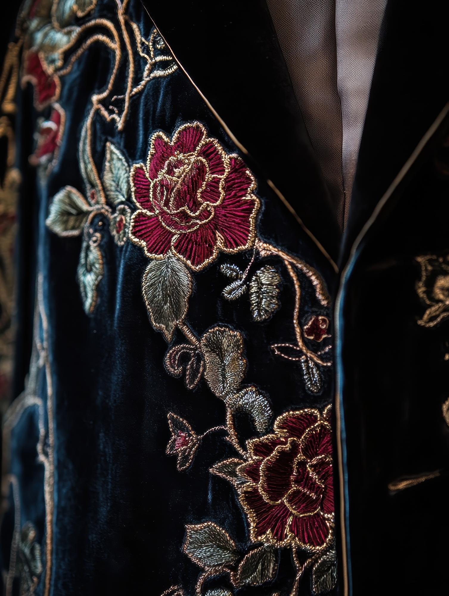 Embroidered jacket cuff detail