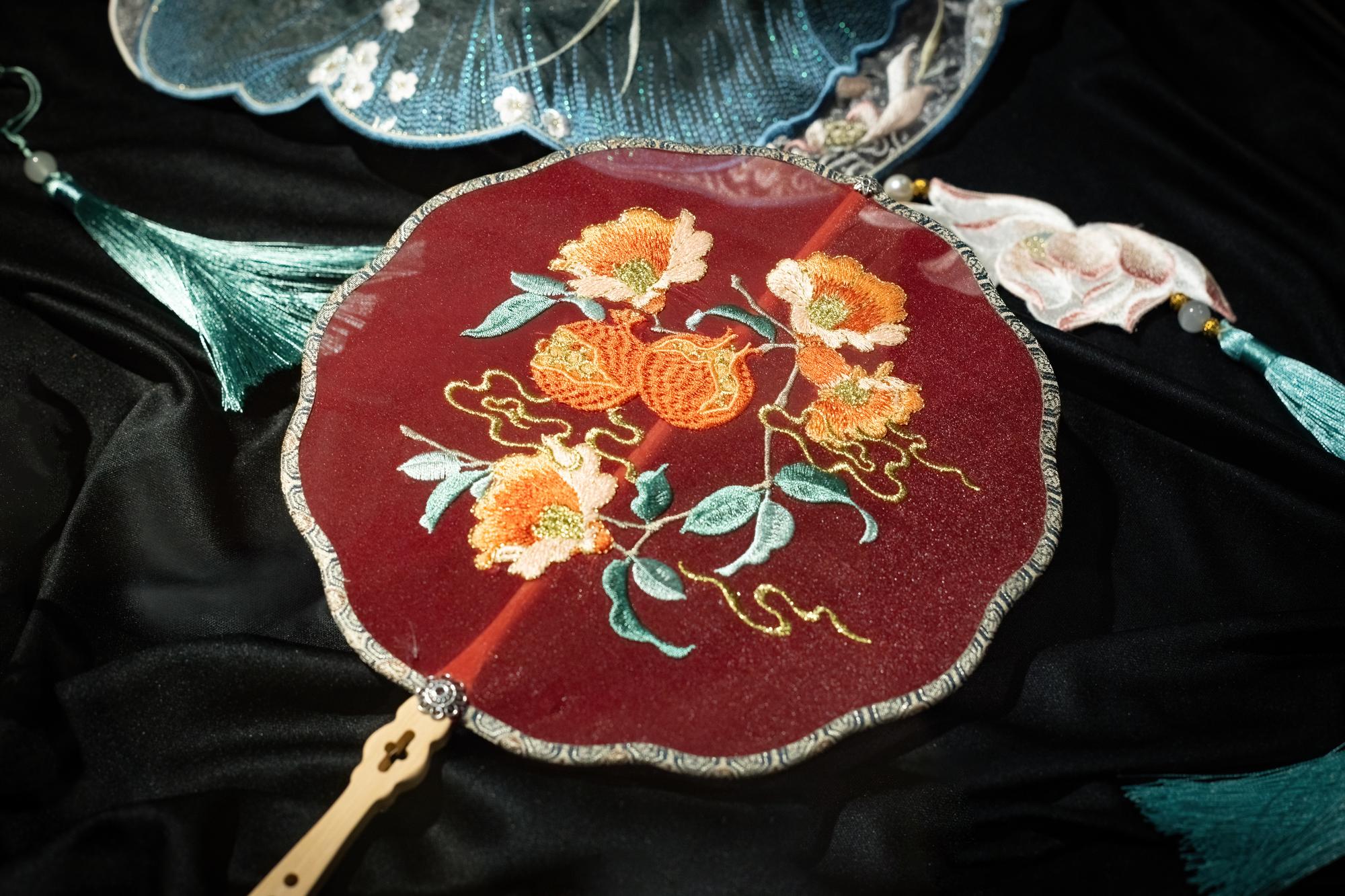 Embroidered crest on fabric